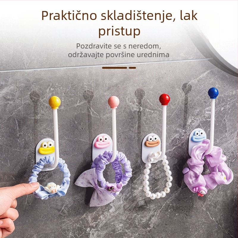 Dopamine kuka za kupaonicu, zidni držač za kosu bez bušenja, za pohranu dodataka za kosu i gumice za kosu
