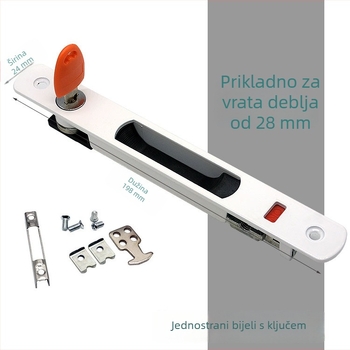 5ZW90 Jednostrana kukičasta zaključavanja za balkonski stakleni prozor od poda do stropa, aluminijska legura, za klizne prozore i vrata, sa ključem