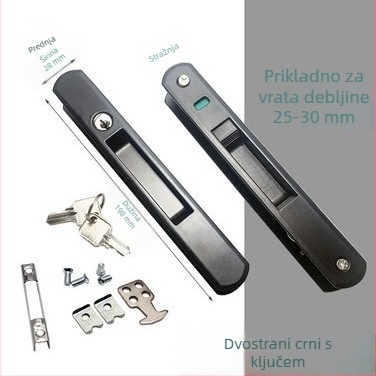 5ZW90 Jednostrana kukičasta zaključavanja za balkonski stakleni prozor od poda do stropa, aluminijska legura, za klizne prozore i vrata, sa ključem
