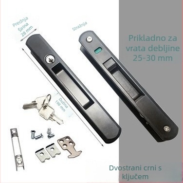 5ZW90 Jednostrana kukičasta zaključavanja za balkonski stakleni prozor od poda do stropa, aluminijska legura, za klizne prozore i vrata, sa ključem
