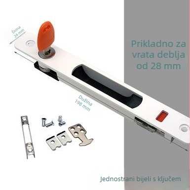 5ZW90 Jednostrana kukičasta zaključavanja za balkonski stakleni prozor od poda do stropa, aluminijska legura, za klizne prozore i vrata, sa ključem