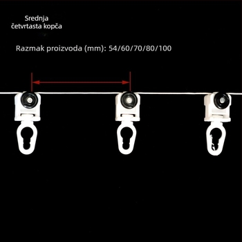 Perle za zavjese u obliku zmije za šinu zavjese, s fiksnim razmakom, tih četverokutni kotačić, perle u obliku S za nano-električnu šinu zavjese, dodaci za zavjesu