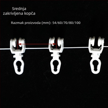 Perle za zavjese u obliku zmije za šinu zavjese, s fiksnim razmakom, tih četverokutni kotačić, perle u obliku S za nano-električnu šinu zavjese, dodaci za zavjesu