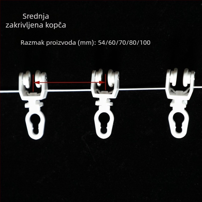 Perle za zavjese u obliku zmije za šinu zavjese, s fiksnim razmakom, tih četverokutni kotačić, perle u obliku S za nano-električnu šinu zavjese, dodaci za zavjesu