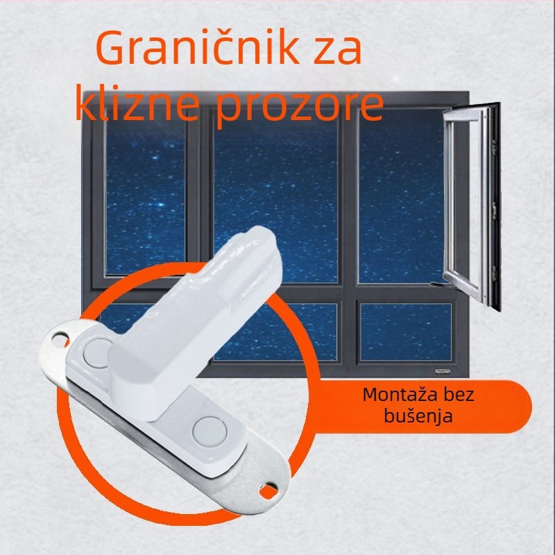 Brava za prozor od aluminija, tip broken-bridge, bez bušenja, sa zinkovim legura i zaustavljačem