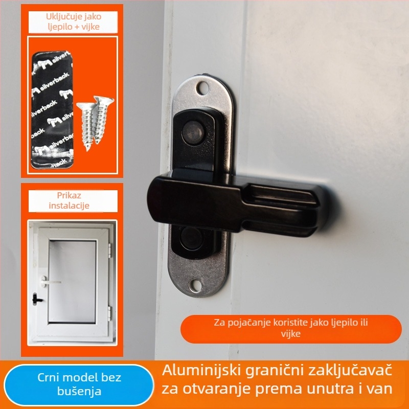 Brava za prozor od aluminija, tip broken-bridge, bez bušenja, sa zinkovim legura i zaustavljačem