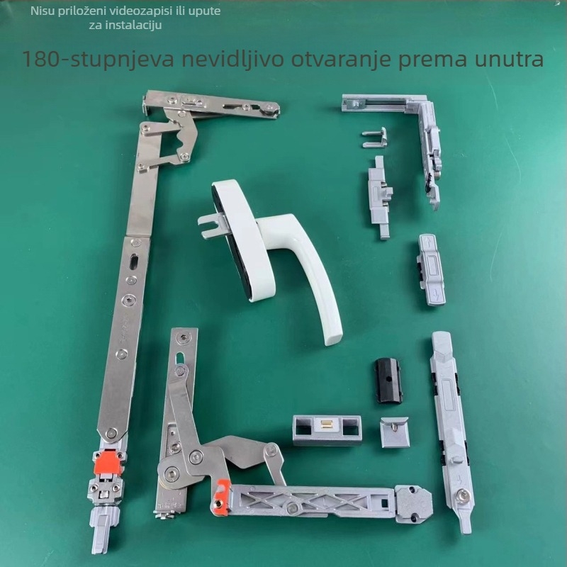 Skrivena hardverska oprema za unutarnje otvaranje i unutarnje naginjanje aluminijskih vrata i prozora, skriveni pribor za prozore, ručka s gornjim ovjesom