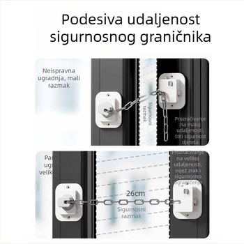 Dječji sigurnosni blok za prozore — ograničivač za klizne i otvore prozora, aluminijska legura, bez bušenja