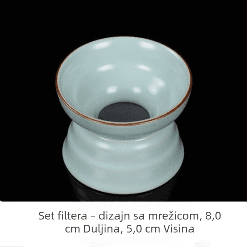 Nebesko-plava Gongdao šalica od Ru ware s puknutom glazurom, keramička čajna posuda s filtrom, Ru porcelinski čajni razdjelnik, dodatak Kung Fu čajnom setu