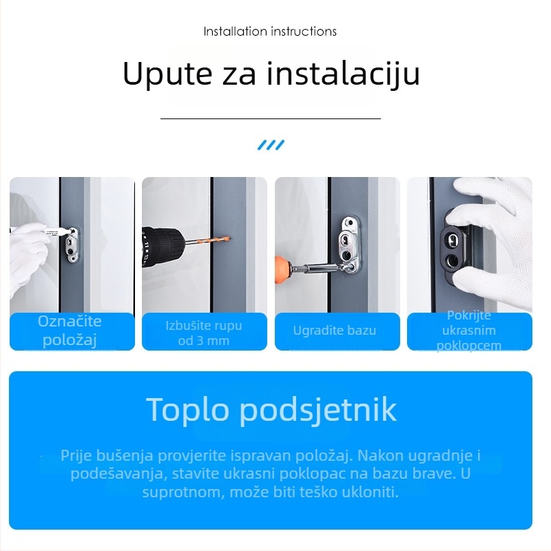 Okenska brava od aluminijske legure, sigurnosni ograničivač za djecu, za klizne i otvarajuće prozore i vrata