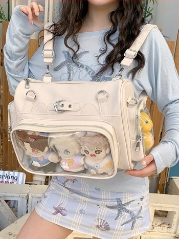 Prozirna PU torba za rame s dvostrukim remenom - višenamjenska crossbody/torba za rameni, srednja veličina, sveučilišni stil, slatka dnevna torba