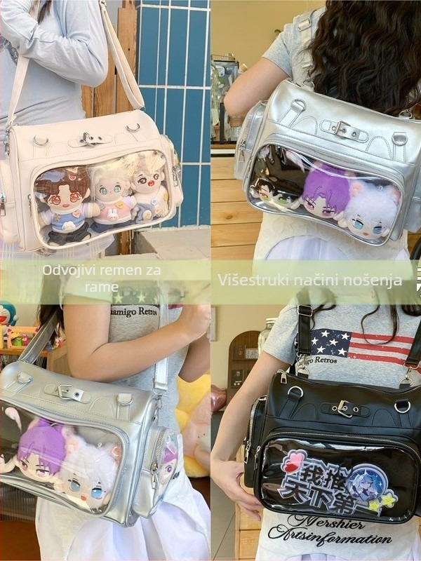 Prozirna PU torba za rame s dvostrukim remenom - višenamjenska crossbody/torba za rameni, srednja veličina, sveučilišni stil, slatka dnevna torba