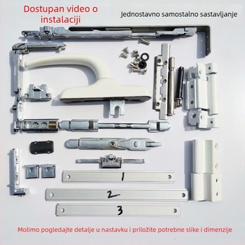 Set hardvera za konverziju aluminijskih prozora s toplinskim prekidom: iz prozora s ravnim otvorom u prozor s unutarnjim otvorom i u gornje visiće prozore