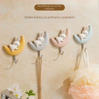 Kreativna ljepljiva kuka u obliku mjeseca, bez bušenja, za vrata i zid, set od 2 komada, zlatni PP premaz, nosivost 1–3 kg