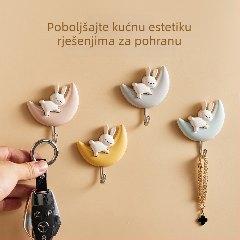 Kreativna ljepljiva kuka u obliku mjeseca, bez bušenja, za vrata i zid, set od 2 komada, zlatni PP premaz, nosivost 1–3 kg