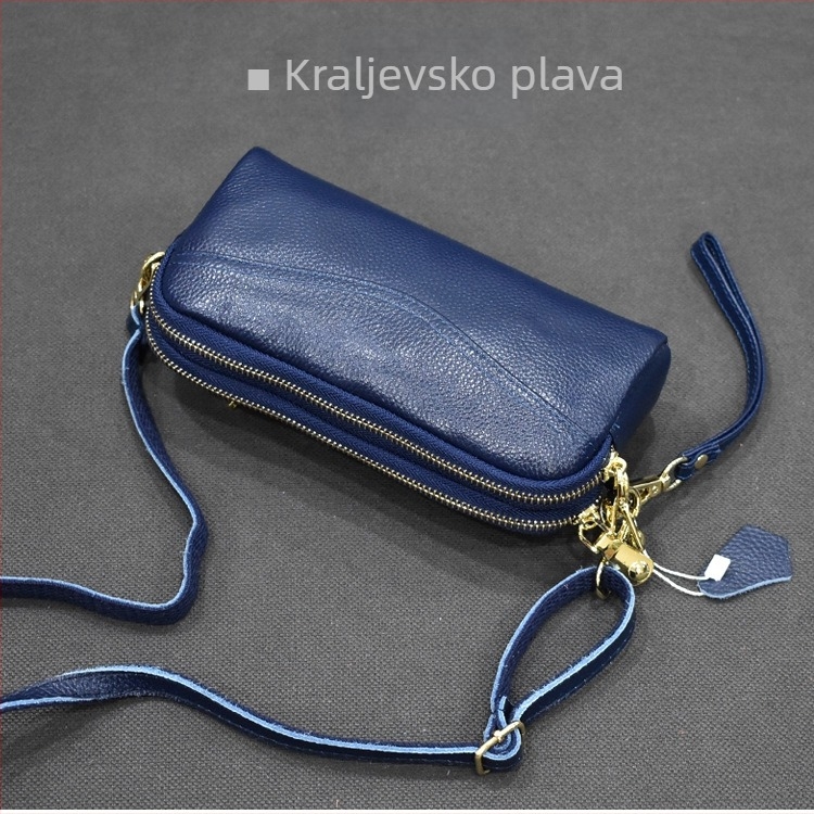 Ženska mini crossbody torba s velikim kapacitetom – dvostruka namjena: clutch i crossbody, koža prvog sloja, mala veličina