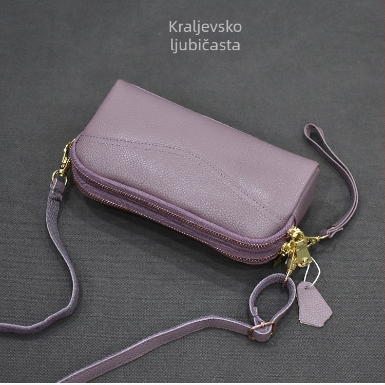 Ženska mini crossbody torba s velikim kapacitetom – dvostruka namjena: clutch i crossbody, koža prvog sloja, mala veličina
