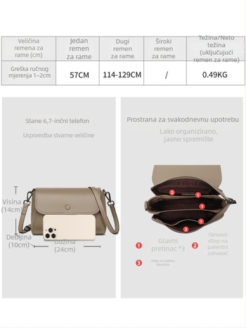 Ležerna torbica od prave kože za žene, 2026 novi trend, jednostavan i svestran crossbody s velikim kapacitetom, meka koža, mala torbica za rame.