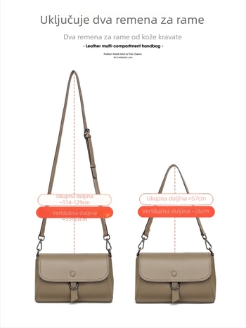 Ležerna torbica od prave kože za žene, 2026 novi trend, jednostavan i svestran crossbody s velikim kapacitetom, meka koža, mala torbica za rame.