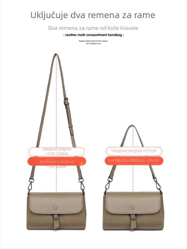 Ležerna torbica od prave kože za žene, 2026 novi trend, jednostavan i svestran crossbody s velikim kapacitetom, meka koža, mala torbica za rame.