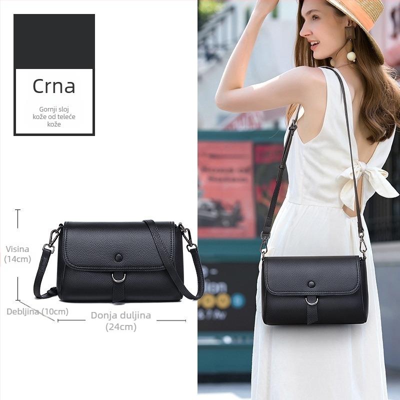 Ležerna torbica od prave kože za žene, 2026 novi trend, jednostavan i svestran crossbody s velikim kapacitetom, meka koža, mala torbica za rame.