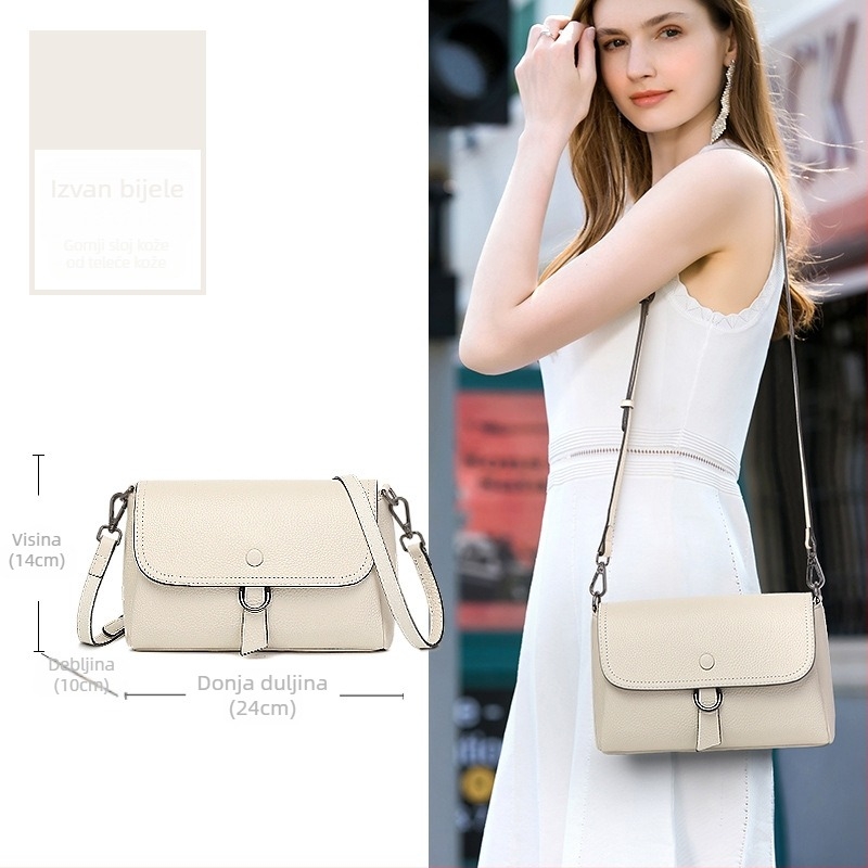 Ležerna torbica od prave kože za žene, 2026 novi trend, jednostavan i svestran crossbody s velikim kapacitetom, meka koža, mala torbica za rame.