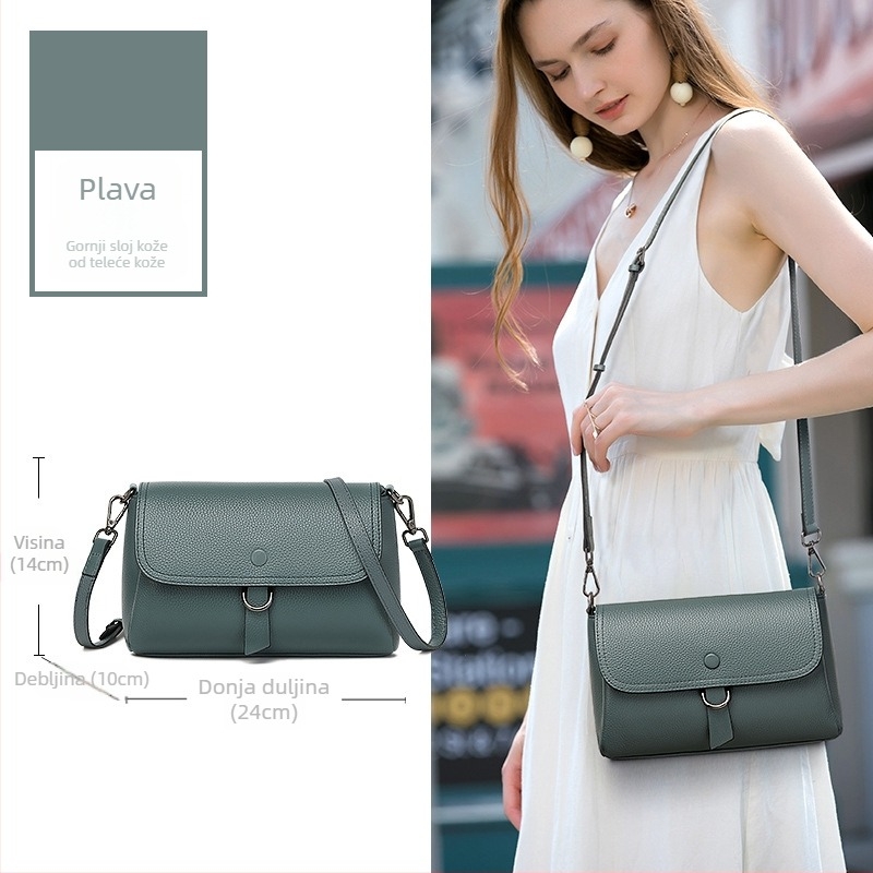 Ležerna torbica od prave kože za žene, 2026 novi trend, jednostavan i svestran crossbody s velikim kapacitetom, meka koža, mala torbica za rame.