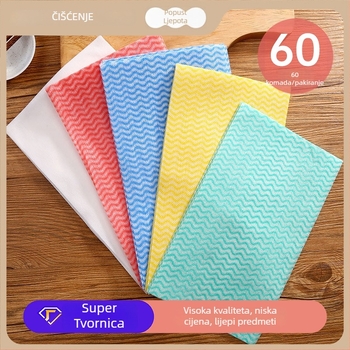 Shengbo kuhinjska krpa za čišćenje, dvostrani netkani materijal, bez dlačica, visoka upojnost, jednokratna krpa za suđe, 30×60 cm, 40 g/m², 60 kom/pakiranje