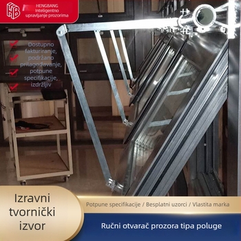 Ručni otvarač prozora s dvostrukim spojem i zakrivljenim ramom, za dimne prozore