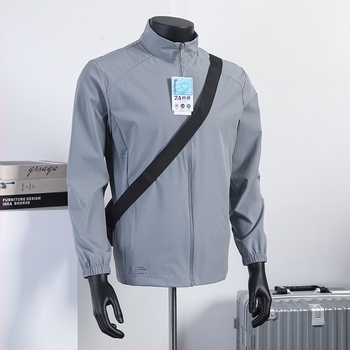 Lagana, prozračna outdoor jakna za planine za ljeto, s visokim ovratnikom, zipom i džepovima, unisex, ice-silk materijal