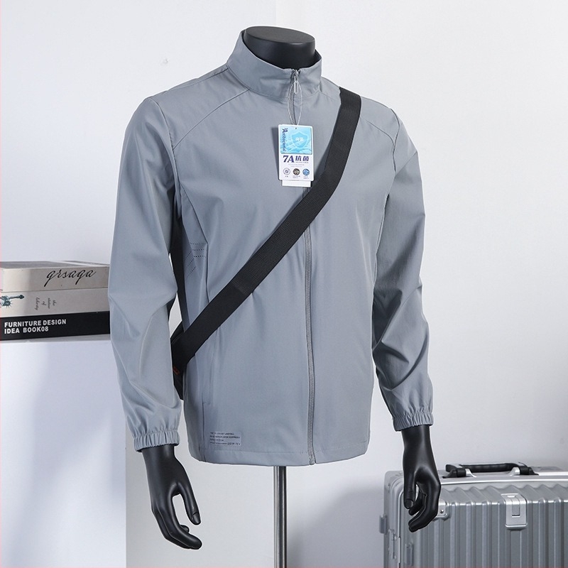 Lagana, prozračna outdoor jakna za planine za ljeto, s visokim ovratnikom, zipom i džepovima, unisex, ice-silk materijal