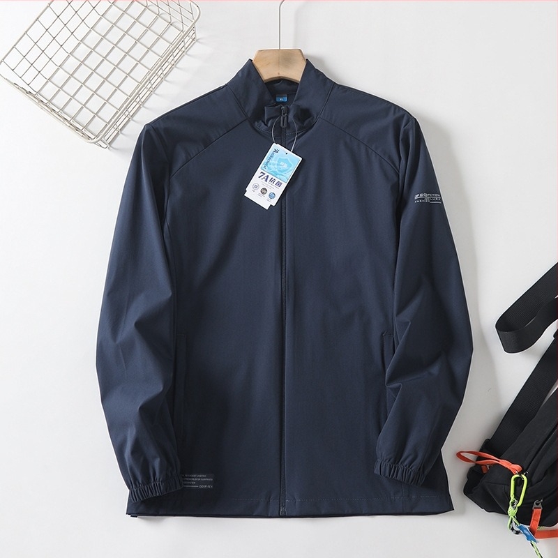 Lagana, prozračna outdoor jakna za planine za ljeto, s visokim ovratnikom, zipom i džepovima, unisex, ice-silk materijal