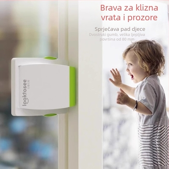 Brava za prozor bez ugradnje za klizne prozore, sigurnost djece, ljepljiva brava