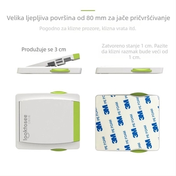 Brava za prozor bez ugradnje za klizne prozore, sigurnost djece, ljepljiva brava