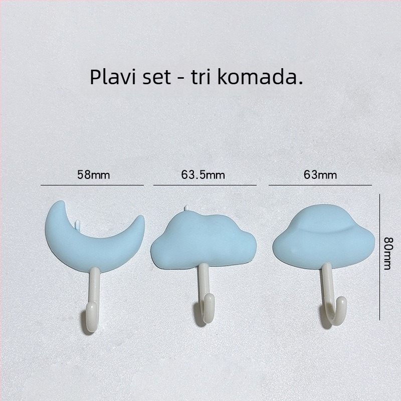 Set od 3 ljepiljskih kuka - snažni, bez bušenja, bez tragova, za kuhinju i kupaonicu, iza vrata i na zid, nosivost do 5 kg, simpatičan dizajn