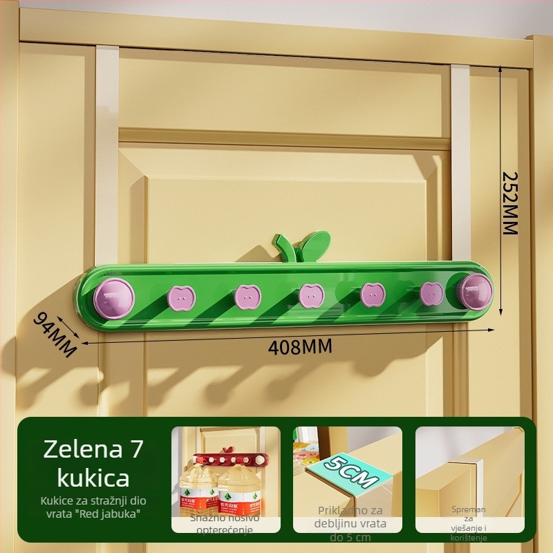 Kuka sa usisnom čašom, bez bušenja, čvrsta nosivost, za uporabu iza vrata i na zidu, držač za odjeću