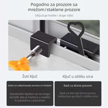 Polukružna ograničivač i sigurnosna brava za prozore od aluminijske legure, za klizne prozore – sigurnost djece