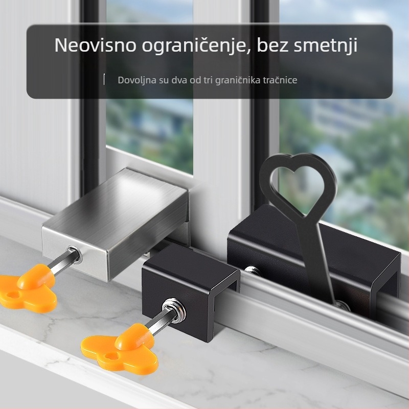 Polukružna ograničivač i sigurnosna brava za prozore od aluminijske legure, za klizne prozore – sigurnost djece