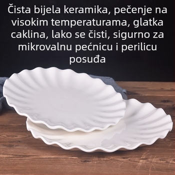 Bijeli porcelanski tanjuri s nepravilnim oblikom – set tanjura za voće, juhu, povrće i rižu
