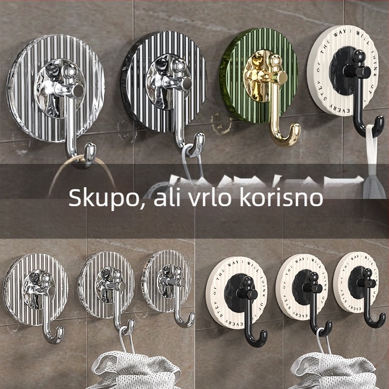 Plastični J-oblika kukica, lagani luksuzni dizajn, ljepilo bez bušenja za kupaonicu, snažan, bez tragova na vratima, vješalica za odjeću