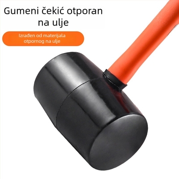 Gumeni čekić s crnom plastičnom drškom za postavljanje pločica i stolarske radove
