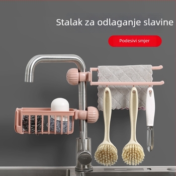 Rust-proof kuhinjski organizator za sudoper: držač za slavinu, viseća košarica, odvodna polica za spužvu, polica za sudoper, držač za krpe