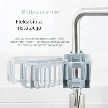 Rust-proof kuhinjski organizator za sudoper: držač za slavinu, viseća košarica, odvodna polica za spužvu, polica za sudoper, držač za krpe