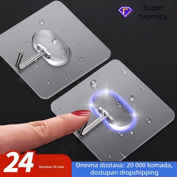 Snažna ljepkasta kukica za zid, za kuhinju ili vrata, bez bušenja, nosivost 5-10 kg
