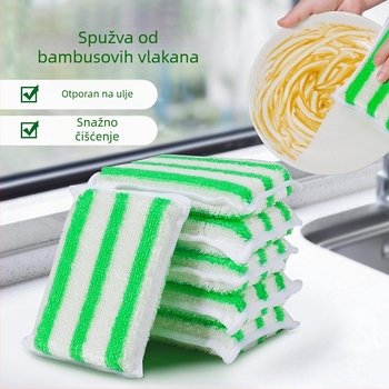 Spužva od bambusovih vlakana za posuđe – kuhinjska krpa za čišćenje, otporna na masnoću