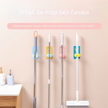 Držač mop bez bušenja — zidni držač za kupaonicu, samoljepljivi, karikatura dizajn, nosivost 5 kg