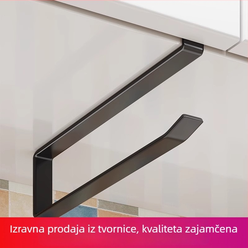 Držač za kuhinjsku papirnu rolnu ispod ormarića, bez bušenja; držač plastične folije i spremnik za krpe, metalni, moderni minimalistički dizajn