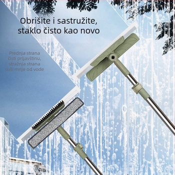 Teleskopijski alat za čišćenje stakla, 4-u-1: suho i mokro čišćenje, strugalica