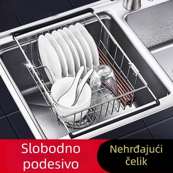 Nerđajući čelična odvodna košara za sudoperu, izvlačna, za posuđe i povrće