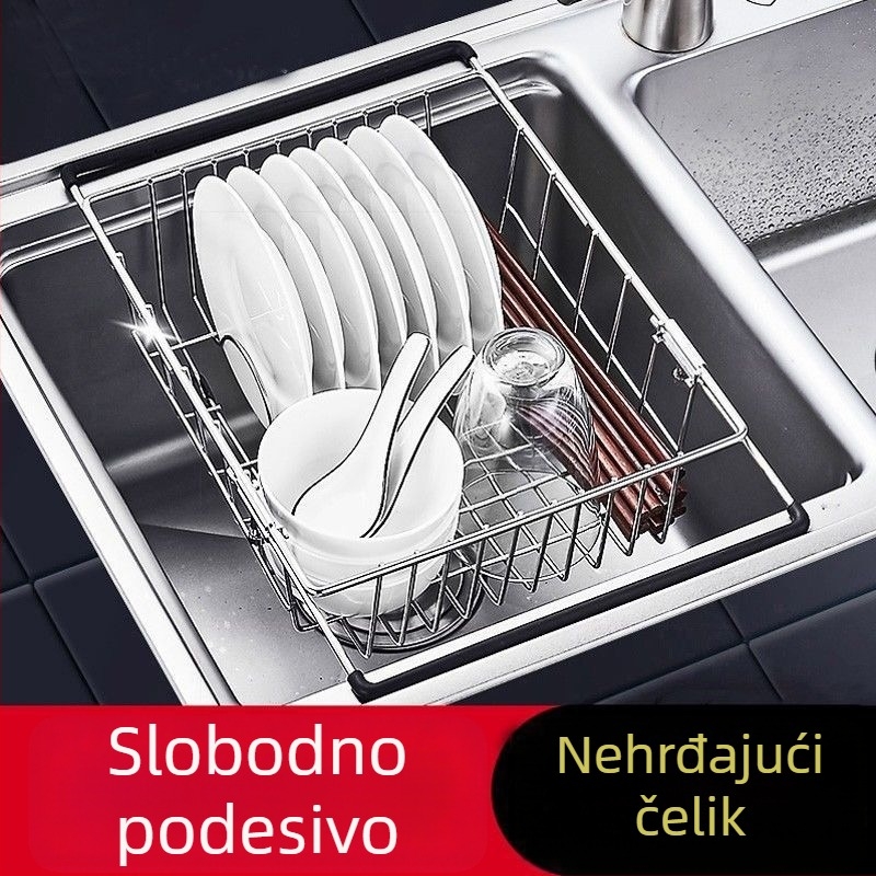 Nerđajući čelična odvodna košara za sudoperu, izvlačna, za posuđe i povrće